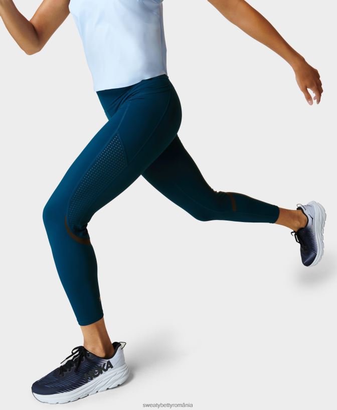 Sweaty Betty jambiere de alergare 7/8 cu talie înaltă cu gravitate zero femei albastru inchis îmbrăcăminte SV3TD757
