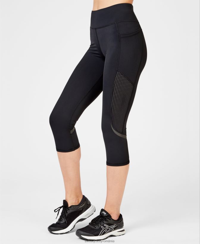 Sweaty Betty jambiere de alergare decupate cu talie înaltă cu gravitate zero femei negru îmbrăcăminte SV3TD1088
