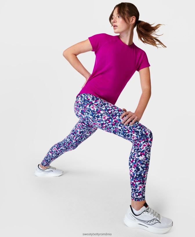 Sweaty Betty jambiere de antrenament de putere femei imprimeu violet magenta îmbrăcăminte SV3TD73