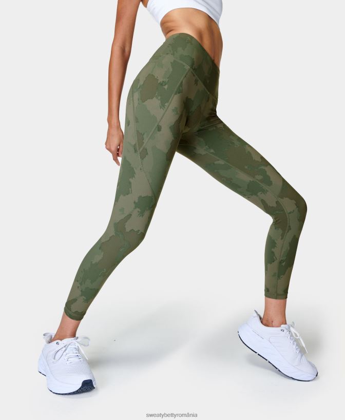 Sweaty Betty jambiere de antrenament power 7/8 femei imprimeu camo pictat în verde îmbrăcăminte SV3TD18