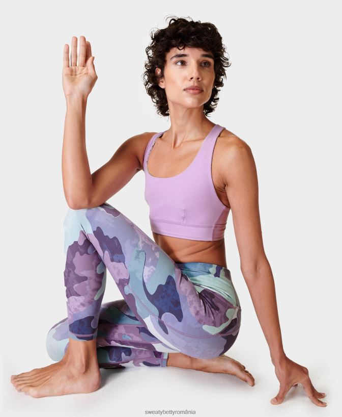 Sweaty Betty jambiere de yoga 7/8 super moi femei imprimeu verde camo cu plasture îmbrăcăminte SV3TD117