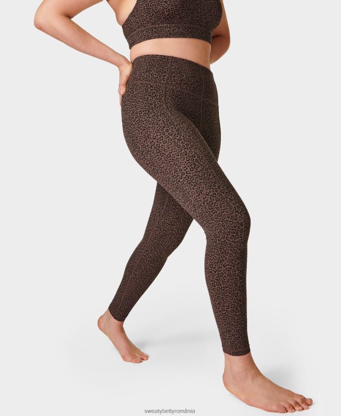 Sweaty Betty jambiere de yoga super moi femei imprimeu cu semne de leopard maro îmbrăcăminte SV3TD181