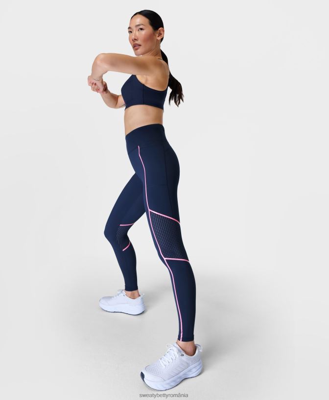 Sweaty Betty leggings pentru alergare cu declarație de gravitate zero femei bleumarin/roz aprins pop îmbrăcăminte SV3TD1099