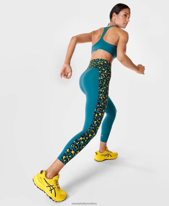 Sweaty Betty power ultrasculpt leggings de antrenament cu talie înaltă 7/8 bloc de culoare femei imprimeu leopard pixel albastru îmbrăcăminte SV3TD482