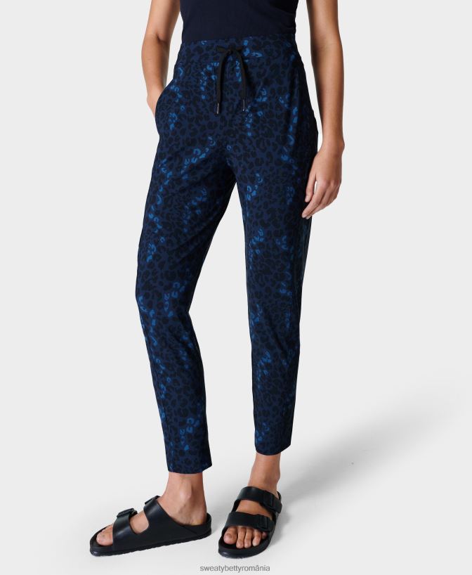 Sweaty Betty pantaloni de explorator femei imprimeu umbra leopard albastru îmbrăcăminte SV3TD491