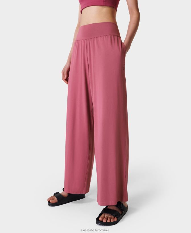 Sweaty Betty pantaloni modal cu picioare late femei roz ambiental îmbrăcăminte SV3TD597