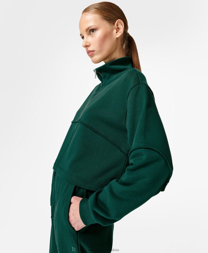 Sweaty Betty hanorac revive cu jumătate de fermoar femei verde smarald profund îmbrăcăminte SV3TD1059