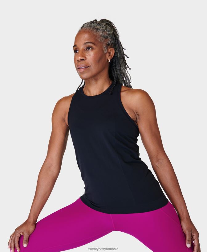 Sweaty Betty rezervor de antrenament fără sudură pentru atlet femei negru îmbrăcăminte SV3TD101