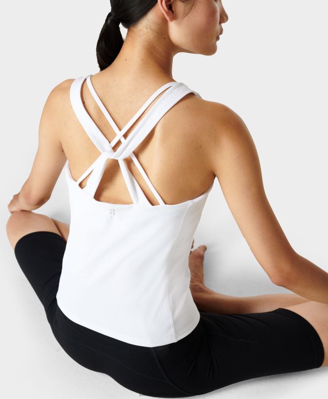 Sweaty Betty rezervor de yoga cu coaste super moale femei alb îmbrăcăminte SV3TD828