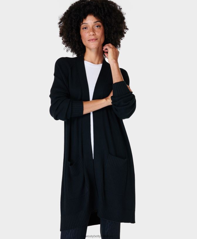 Sweaty Betty cardigan în amestec de cașmir confort femei negru îmbrăcăminte SV3TD759