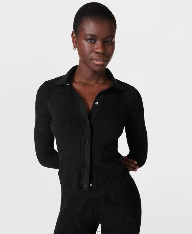 Sweaty Betty cardigan tricotat selene femei negru îmbrăcăminte SV3TD280