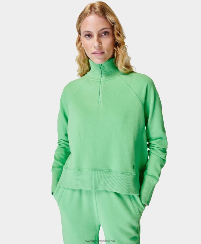Sweaty Betty pulover cu jumătate de fermoar în coastă revive femei radiază verde îmbrăcăminte SV3TD378
