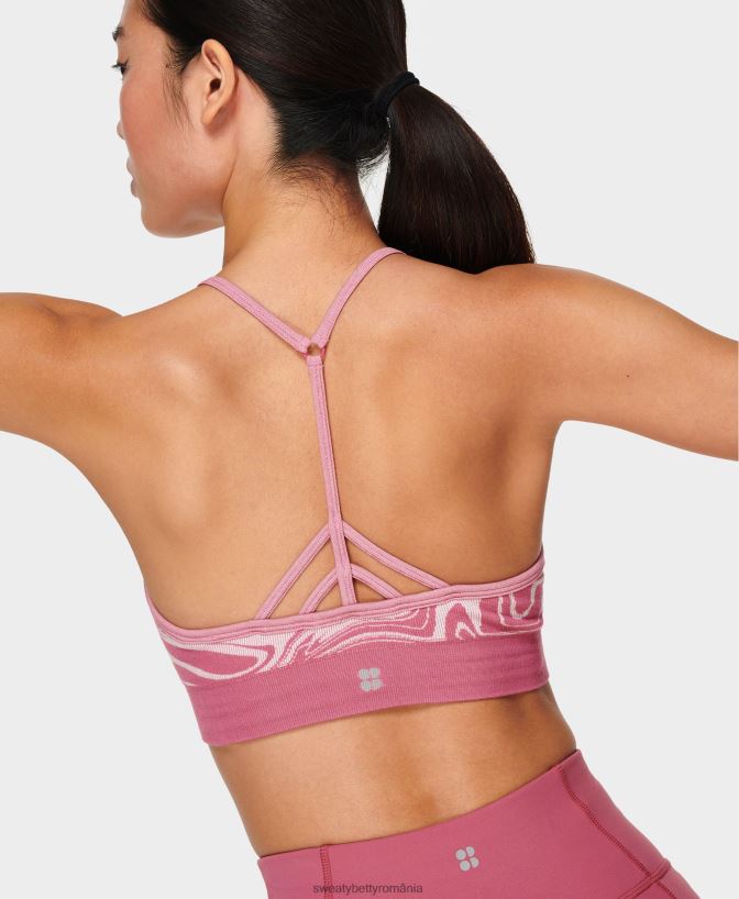 Sweaty Betty sutien de yoga fără cusături atent femei roz ambiental/jacquard lichid îmbrăcăminte SV3TD944