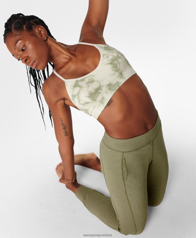 Sweaty Betty sutien de yoga fără cusături atent femei tie vopsea ton verde îmbrăcăminte SV3TD941