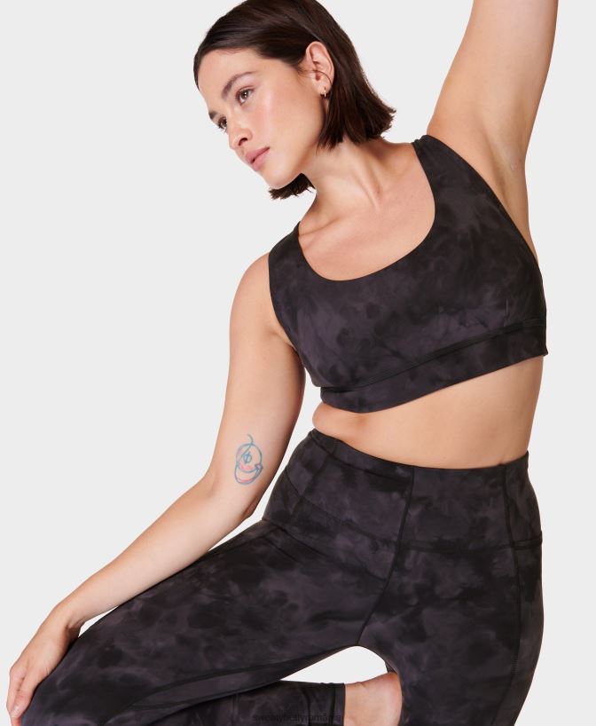 Sweaty Betty sutien de yoga reversibil super moale femei imprimeu negru cu vopsea spray îmbrăcăminte SV3TD334