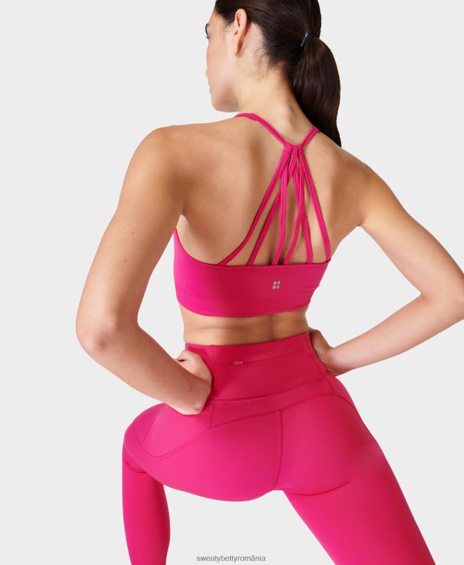 Sweaty Betty sutien yoga reformat în spirit femei roz framboise îmbrăcăminte SV3TD616