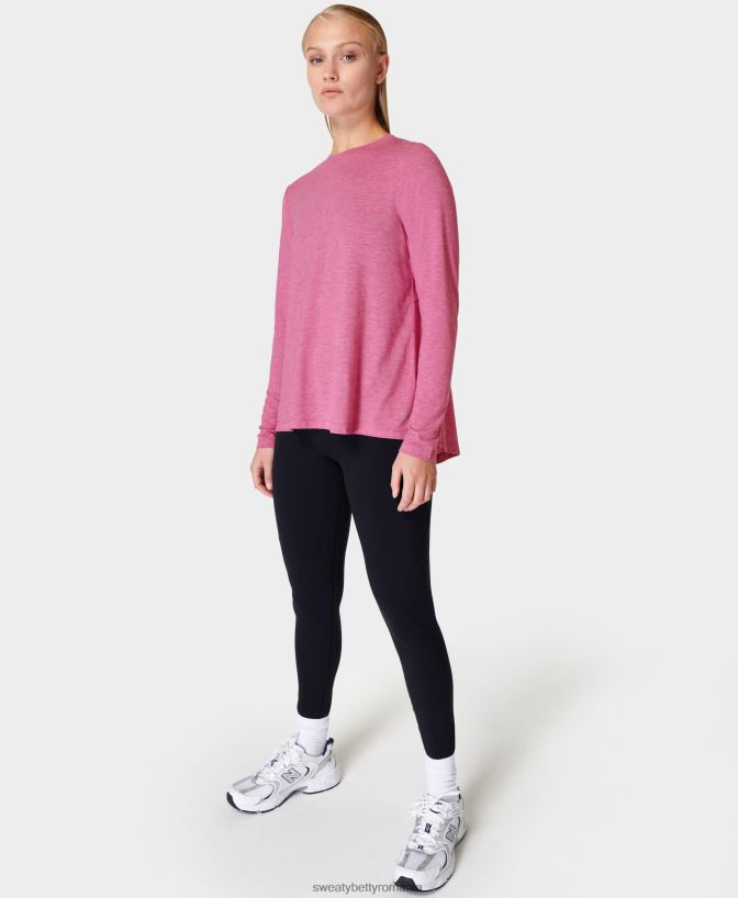 Sweaty Betty top cu mânecă lungă pentru antrenamentul focus femei phlox roz îmbrăcăminte SV3TD952