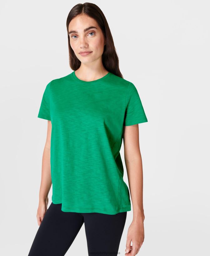 Sweaty Betty tricou cu decolteu ras refresh femei verde viu îmbrăcăminte SV3TD980