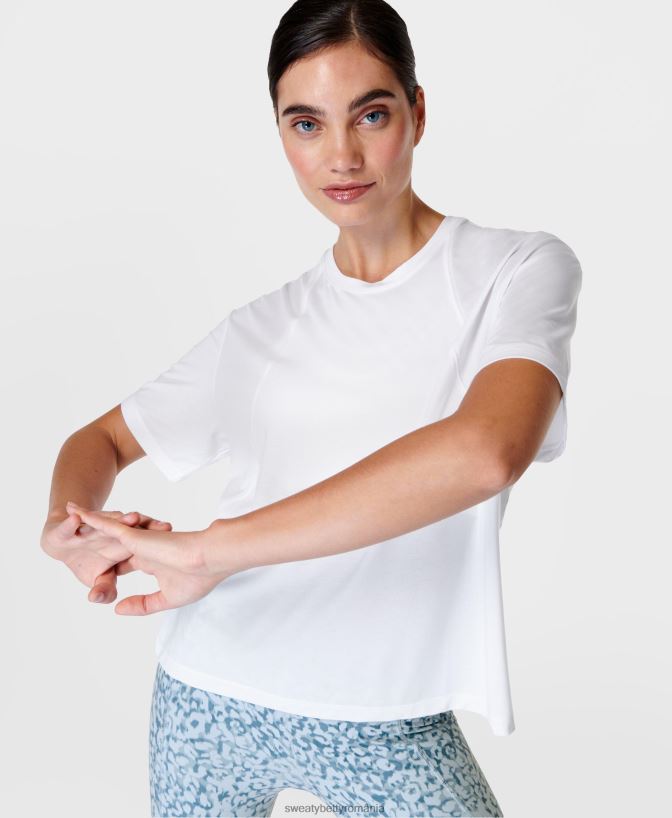 Sweaty Betty tricou soft flow studio femei alb îmbrăcăminte SV3TD82