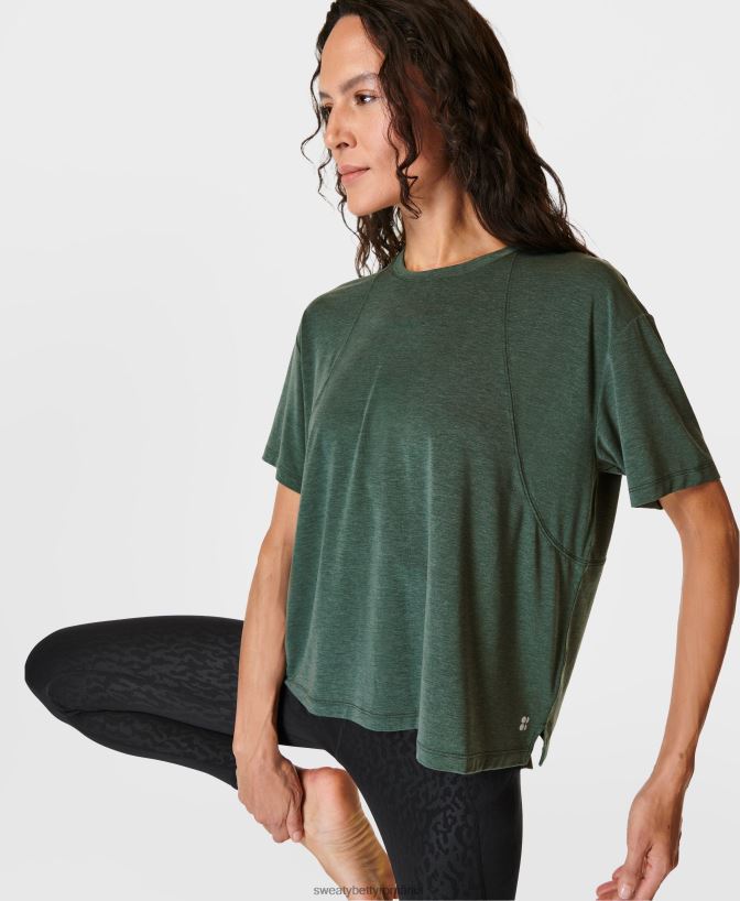 Sweaty Betty tricou soft flow studio femei trek verde îmbrăcăminte SV3TD81